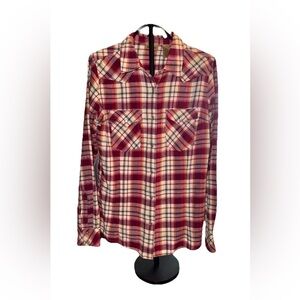 Wrangler Women’s Western Plaid  Multicolor Flannel Shirt Size M